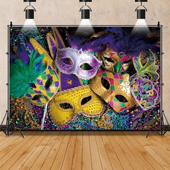 10x8ft Masquerade Party Large Backdrop Mask Prom Dance Decorations Gold Green Purple for Carnival Dress Up Party Background for Photography Mardi Gras Festival Fiesta Birthday Party Banner Supplies - British D'sire