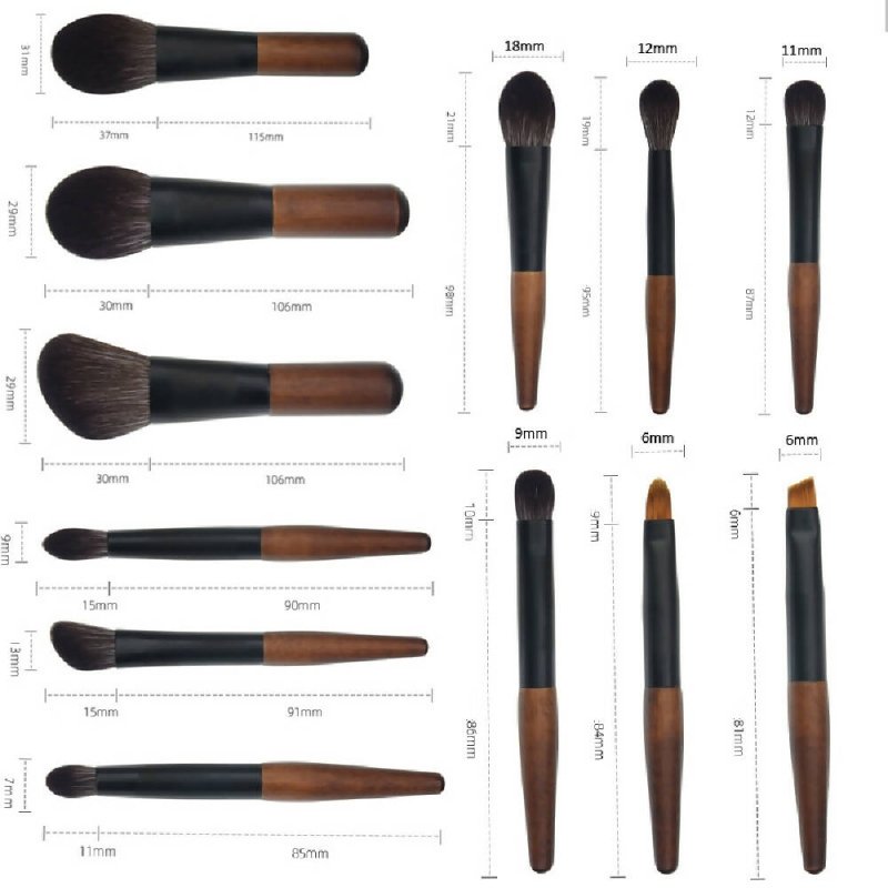 12-in-1 Mini Cosmetic Brush Short Handle Powder Brush Set Facial Makeup Tool(B Type) - Powder Brush Set Facial Makeup - British D'sire