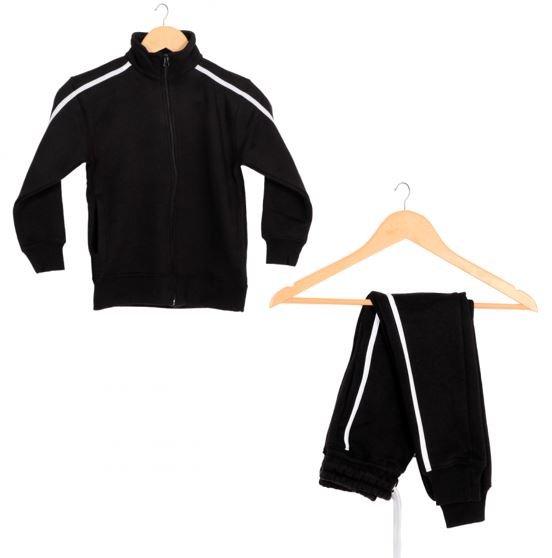 16Sixty Kids Contrast Zipper Tracksuit Black & White - Kids Hoodies and Sweatshirts - British D'sire