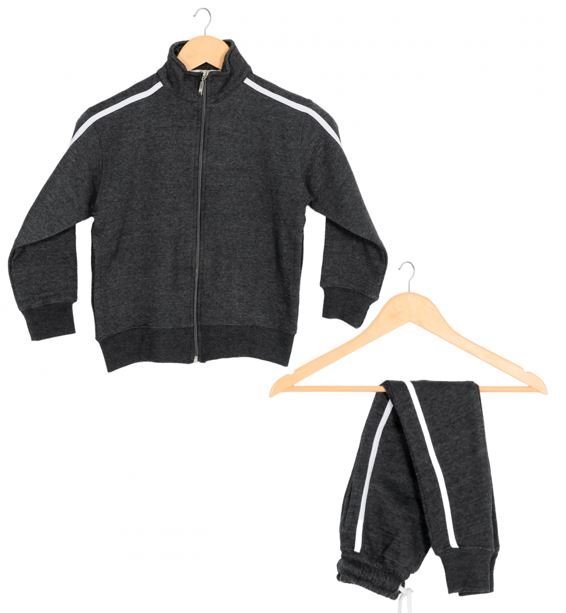 16Sixty Kids Contrast Zipper Tracksuit Charcoal & White - Kids Hoodies and Sweatshirts - British D'sire