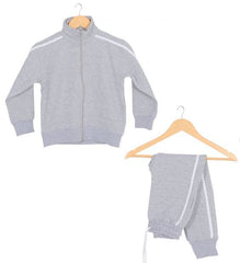 16Sixty Kids Contrast Zipper Tracksuit Grey & White - Kids Hoodies and Sweatshirts - British D'sire