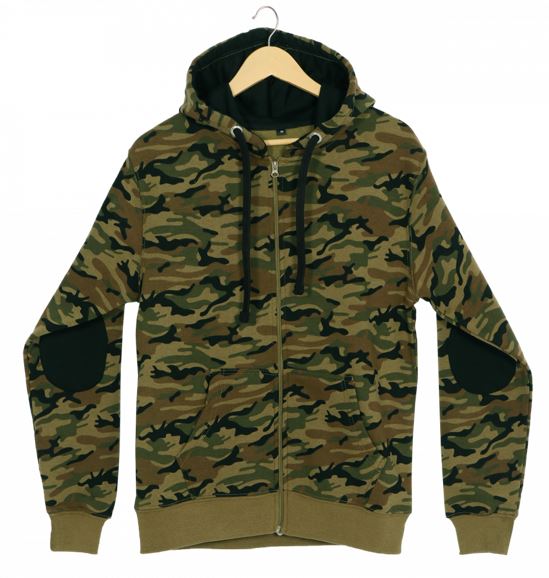16Sixty Men’s Camouflage Zipper Hoodie Olive Green - Men's Hoodies & Sweatshirts - British D'sire Main image