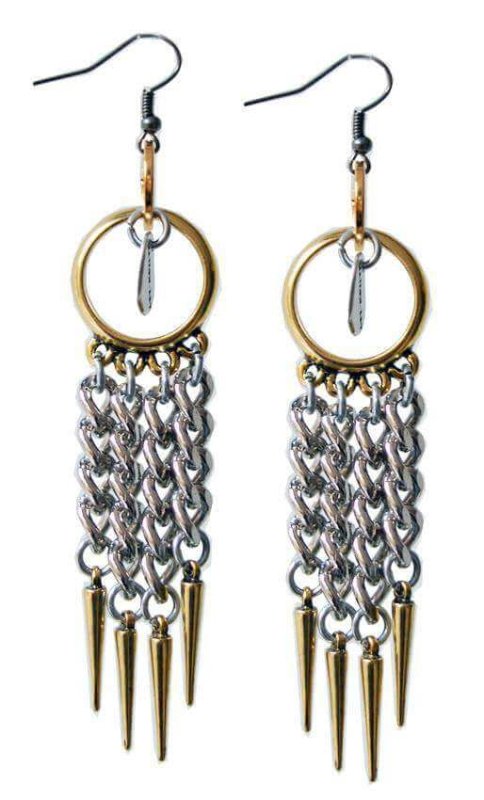 18kt Gold Plated and Silver Plated Chandelier earrings with studs. Curb chain earrings. - earrings - British D'sire