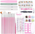 1Set Nail Art Files Buffer Sanding Kit Cuticle Pusher Cutter Dead Skin Remover Dotting Pen Cleaning Brush Manicure Tool Nail Manicure Set Tools - British D'sire