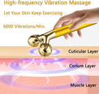 2 in 1 Face Massager Roller Gold Facial Massager, Electric 3D Face Roller and T Shape Arm Eye Nose Head Massager Instant Face Lift anti Wrinkles - Skin Care Kits & Combos - British D'sire