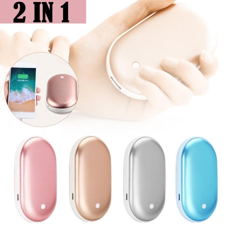 2 In 1 Winter Mini Hand Warmer Heating Pad USB Rechargeable Handy Warmer Heater Pocket Mini Cartoon Electric Heater Warm 5200/4000/2400mAh - Bottles & Thermos - British D'sire