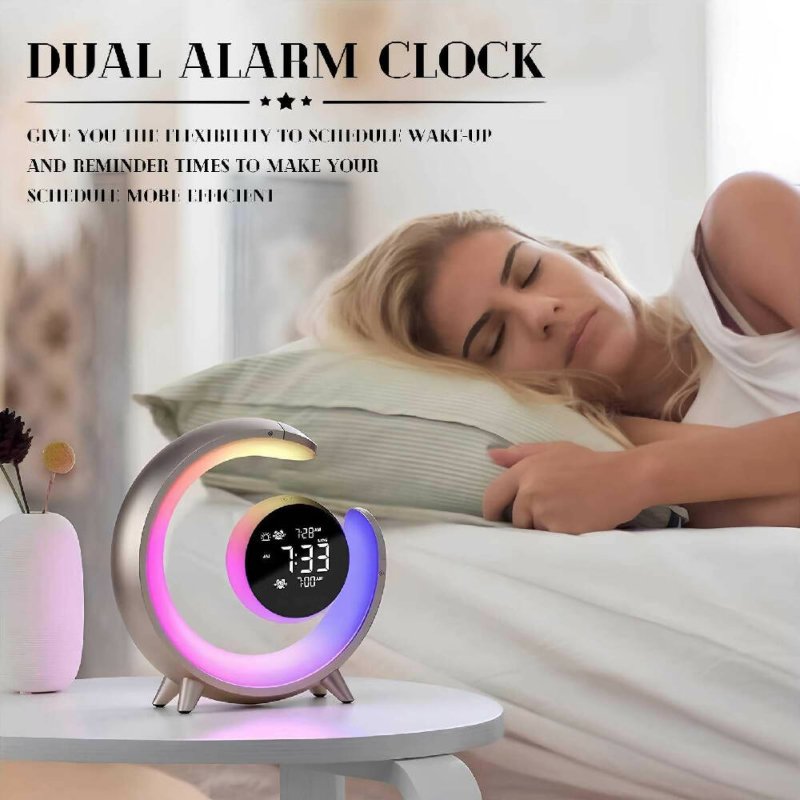 20W Dual Alarm Clock Touch Control Wake Up RGB Light with Nature Music for Sleep Promation(Gold) - larm Clock Touch Control Wake Up RGB Light - British D'sire