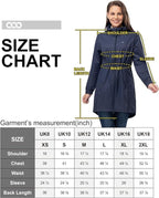 33,000ft Women's Rain Jacket Lightweight Hooded Long Rain Coat Waterproof Jacket Ladies Packable Functional Jacket Windbreaker Breathable Active Outdoor Coats - British D'sire