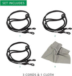 4 Pack | 3x Eyeglasses Cord & 1x Microfibre Cleaning Cloth | Lightweight Glasses Neck Cord, Eyeglass Cords Chain String For Eyeglasses Specs. Spectacles Straps Lanyard Eyewear Strap for Men & Women - British D'sire