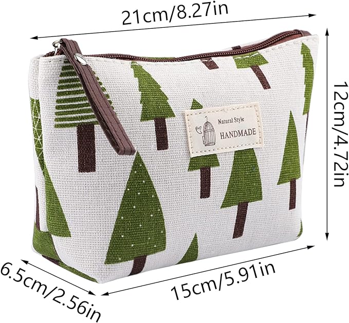 4 Pcs Canvas Cosmetic Bags, Multi-Functional Canvas Travel Pouch Toiletry Bag Printed Makeup Bags with Zipper for Women Girls Vacation Travel - British D'sire
