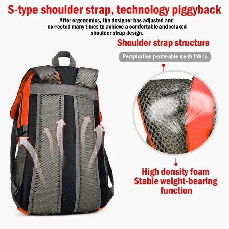 40L Waterproof Large Bag Backpack Camping Hiking Walking Outdoor Travel Rucksack Random Color - Bags & Accessories - British D'sire