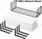 4+1 Tier Floating Shelves, Rustic Wood Wall Mounted Shelf, Bathroom Shelves Over Toilet with Wire Storage Basket, Farmhouse Wall Decor for Bedroom, Living Room, Kitchen, Office, and More (White) - British D'sire