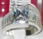 Jewellery Kingdom Ladies Emerald Cut Cz Sterling Silver 925 Stamped Engagement 4 Carat Ring
