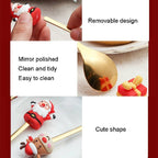 4pcs /Pack Christmas Cartoon Doll Stainless Steel Tableware, Style: D Spoon(Silver+Red Box) - Stainless Steel Tableware - British D'sire