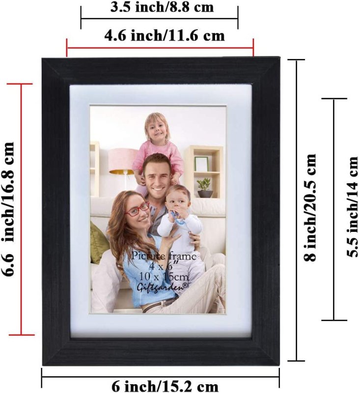 4X6 Photo Frames Set of 8, Display 4X6 Pictures with Mat or 5X7 without Mat for Wall Decor or Tabletop Display, Black - Housings & Frames - British D'sire