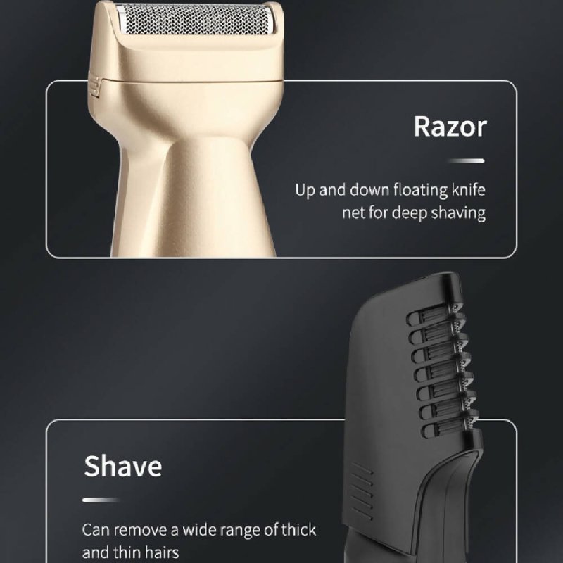 5 In 1 Haircut Digital Display Water Washing Shaver Nose Hair Electric Push Shear Set (Silver) - Electric Push Shear Set - British D'sire