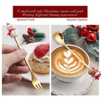 6pcs /Pack Christmas Cartoon Doll Stainless Steel Tableware, Style: D Silver Spoon+Green Box - Stainless Steel Tableware - British D'sire