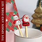 6pcs /Pack Christmas Cartoon Doll Stainless Steel Tableware, Style: D Silver Spoon+Green Box - Stainless Steel Tableware - British D'sire