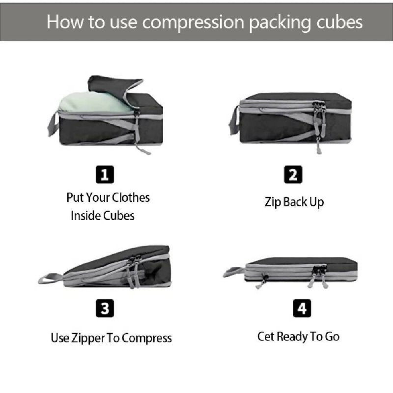 9 In 1 Compression Packing Cubes Expandable Travel Bags Luggage Organizer(Black) - Travel Bags Luggage Organiser - British D'sire