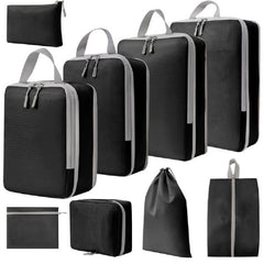 9 In 1 Compression Packing Cubes Expandable Travel Bags Luggage Organizer(Black) - Travel Bags Luggage Organiser - British D'sire
