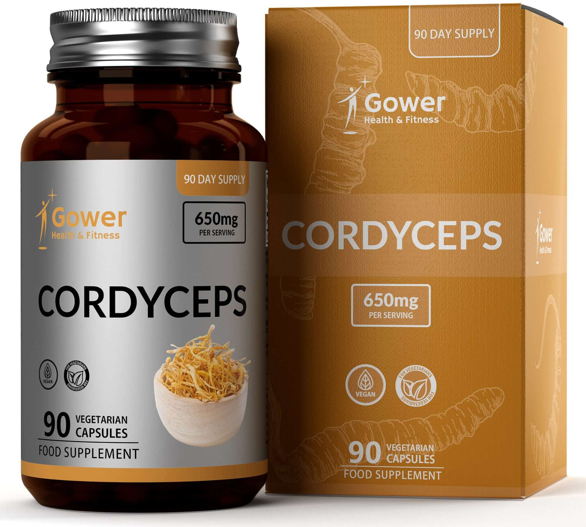 GH Cordyceps Capsules 650mg | Cordyceps Sinensis Extract | 90 Vegan Capsules | Cordyceps Funghi | Manufactured in ISO Licenced Facilities | Non-GMO, Dairy Free & Gluten Free