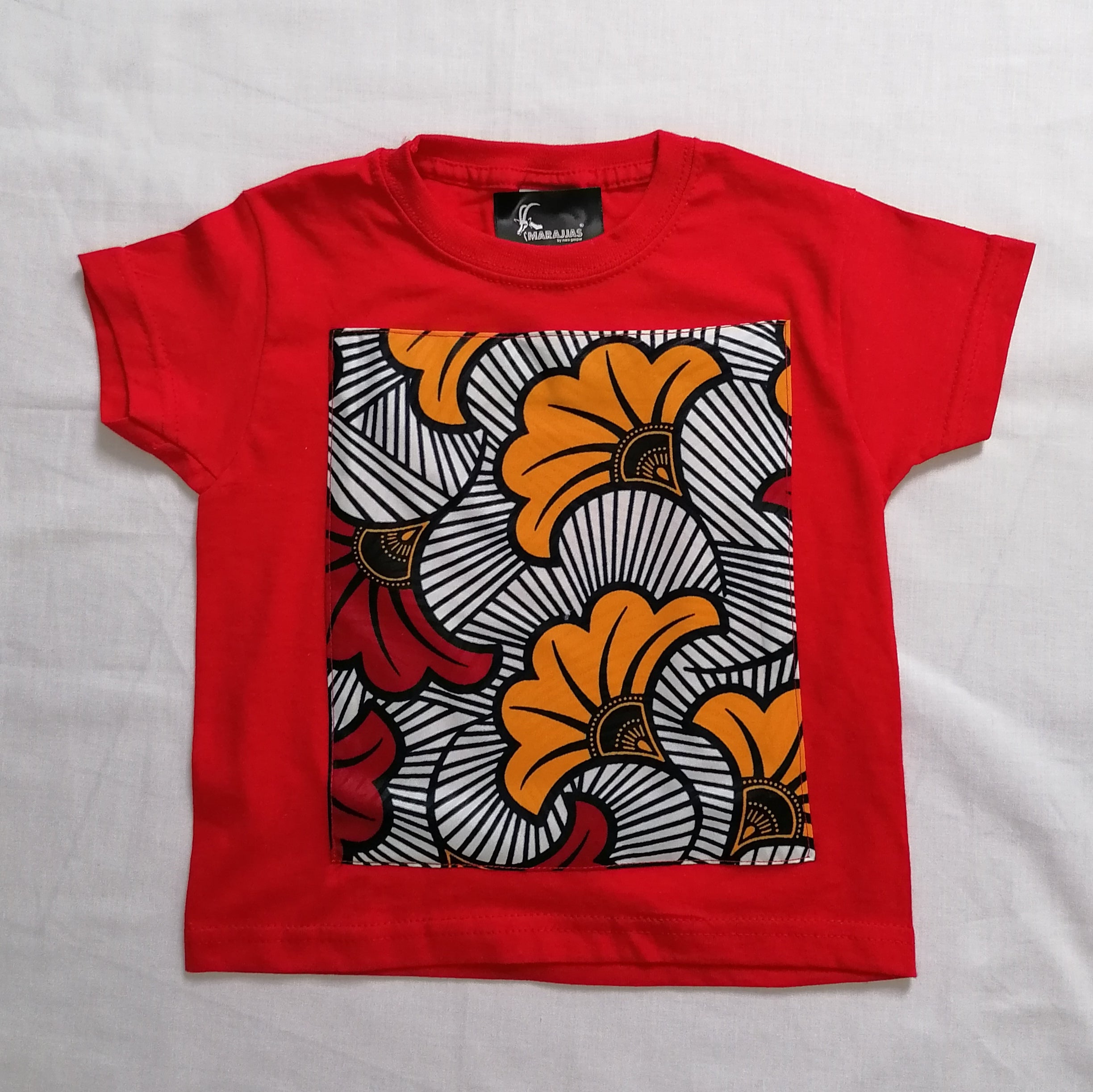 Kids T-shirt in red with Yellow Ankara - British D'sire