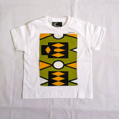 Kids T-shirt in White with dry green Samakaka - British D'sire