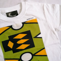 Kids T-shirt in White with dry green Samakaka - British D'sire