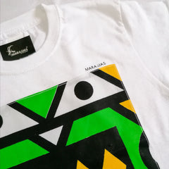 Kids T-shirt in White with green Samakaka - British D'sire