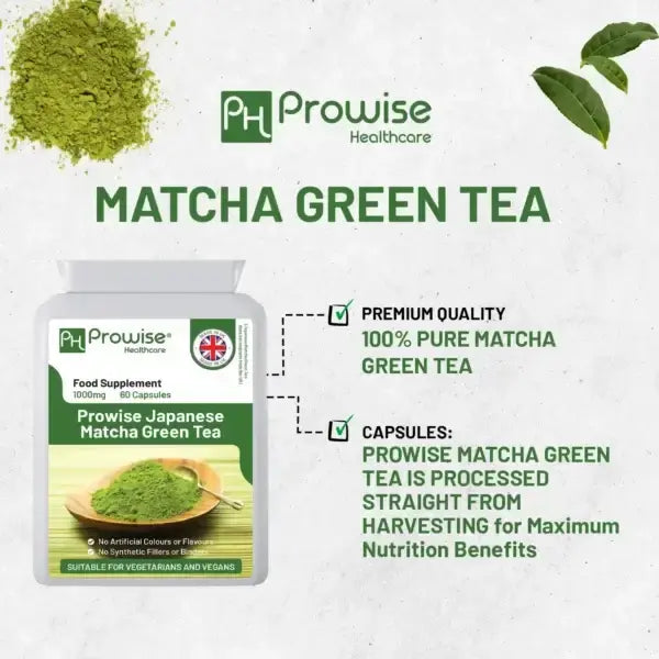 Japanese Matcha Green Tea – 1000mg 60 Capsules | Suitable For Vegetarians & Vegans | Made In UK - British D'sire