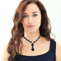 Pearlz Gallery Dyed Lapis Lazuli Sterling Silver Necklace With Charm - Necklaces & Pendants - British D'sire