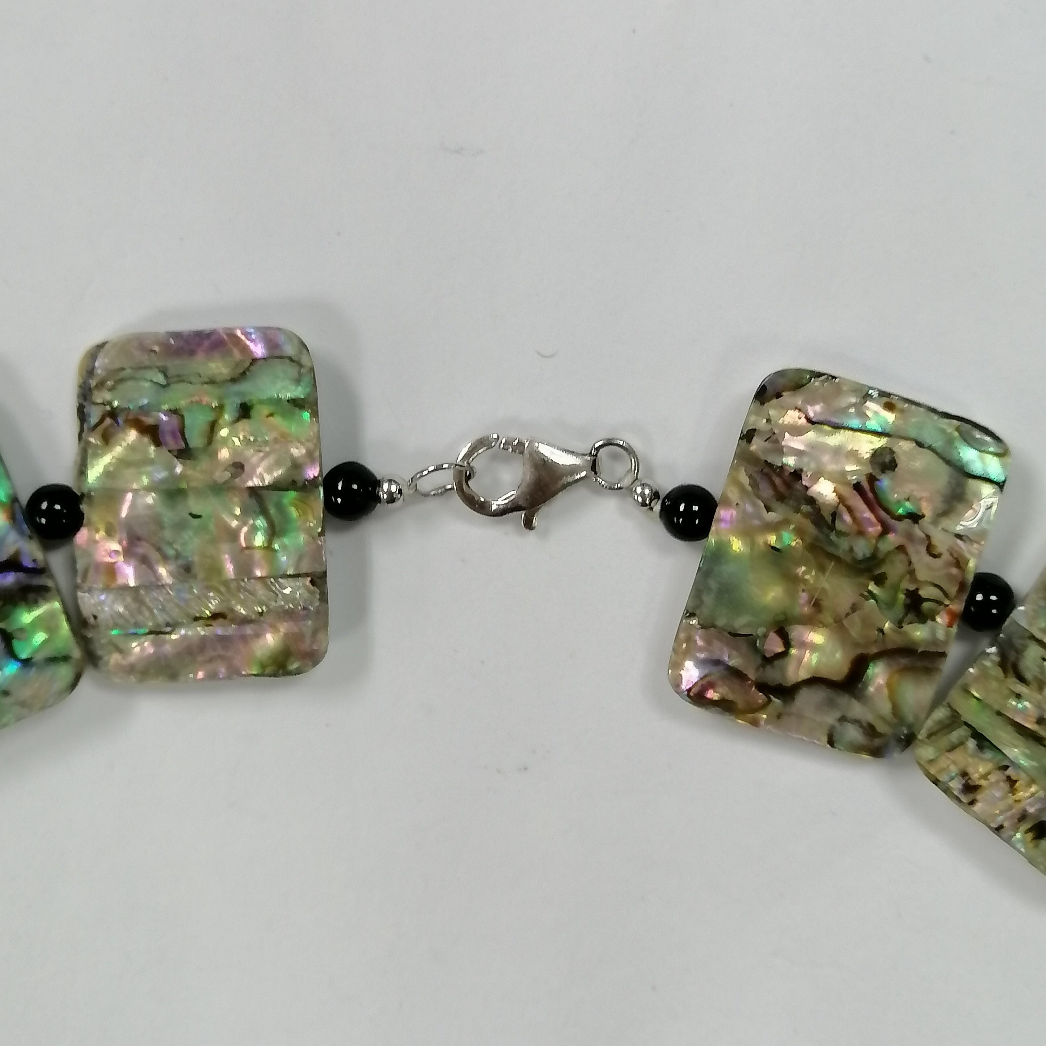 Pearlz Gallery Round 4mm Rectangle Black Onyx & Abalone Necklace - Necklaces & Pendants - British D'sire