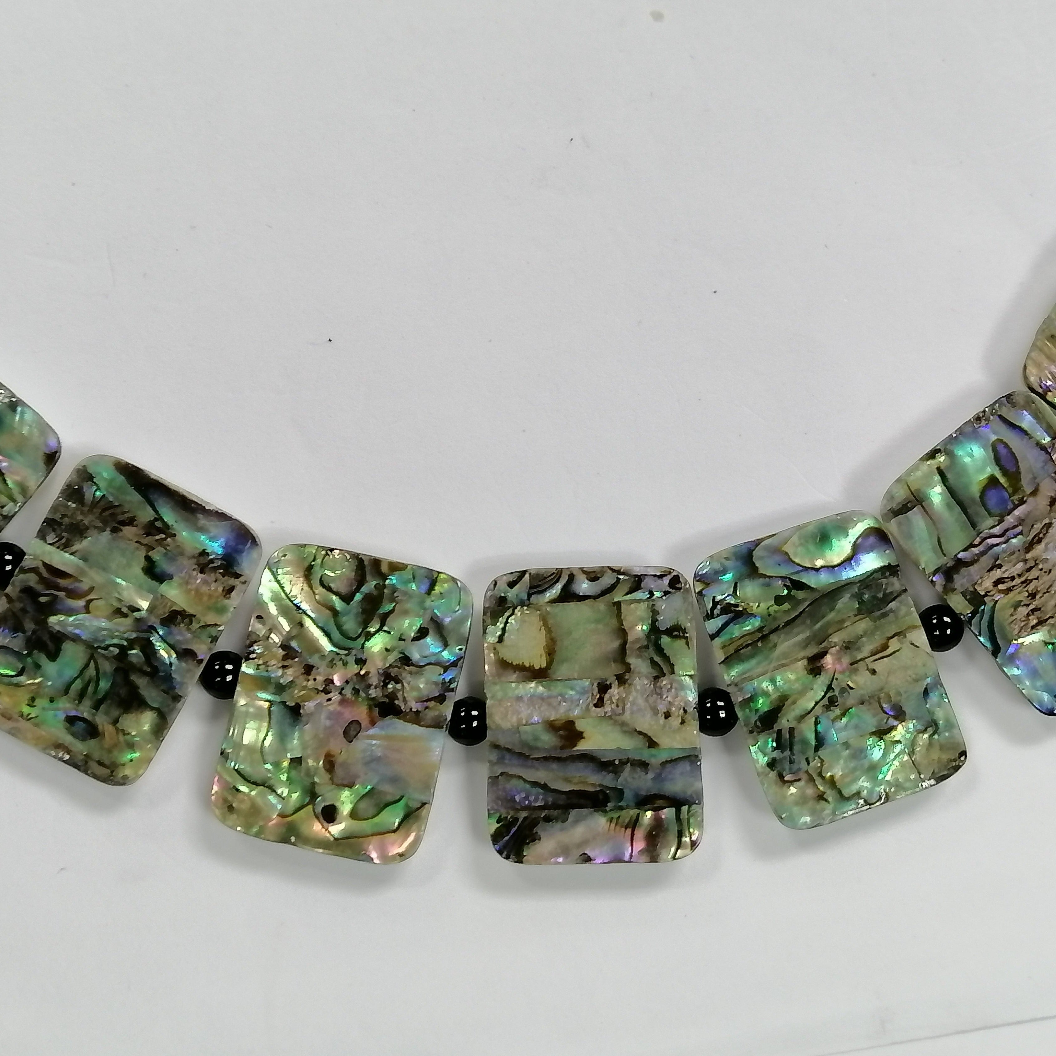 Pearlz Gallery Round 4mm Rectangle Black Onyx & Abalone Necklace - Necklaces & Pendants - British D'sire