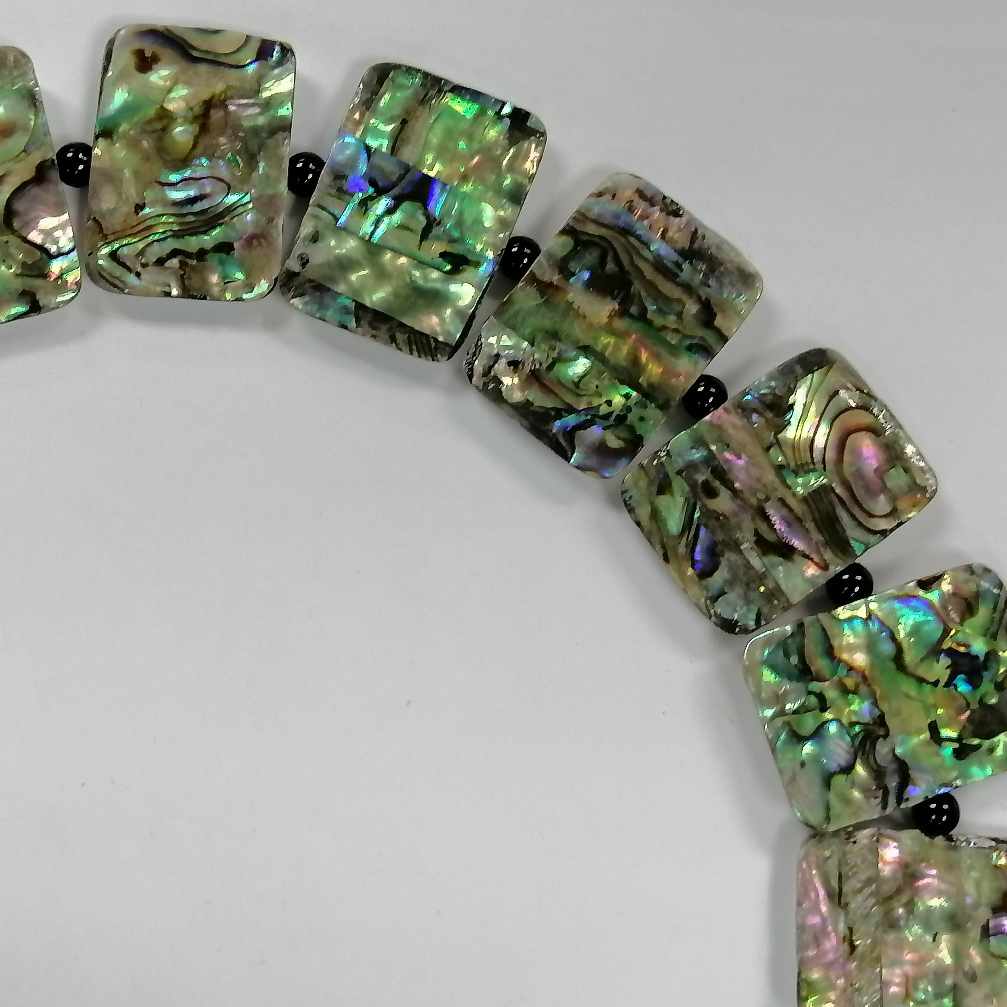 Pearlz Gallery Round 4mm Rectangle Black Onyx & Abalone Necklace - Necklaces & Pendants - British D'sire