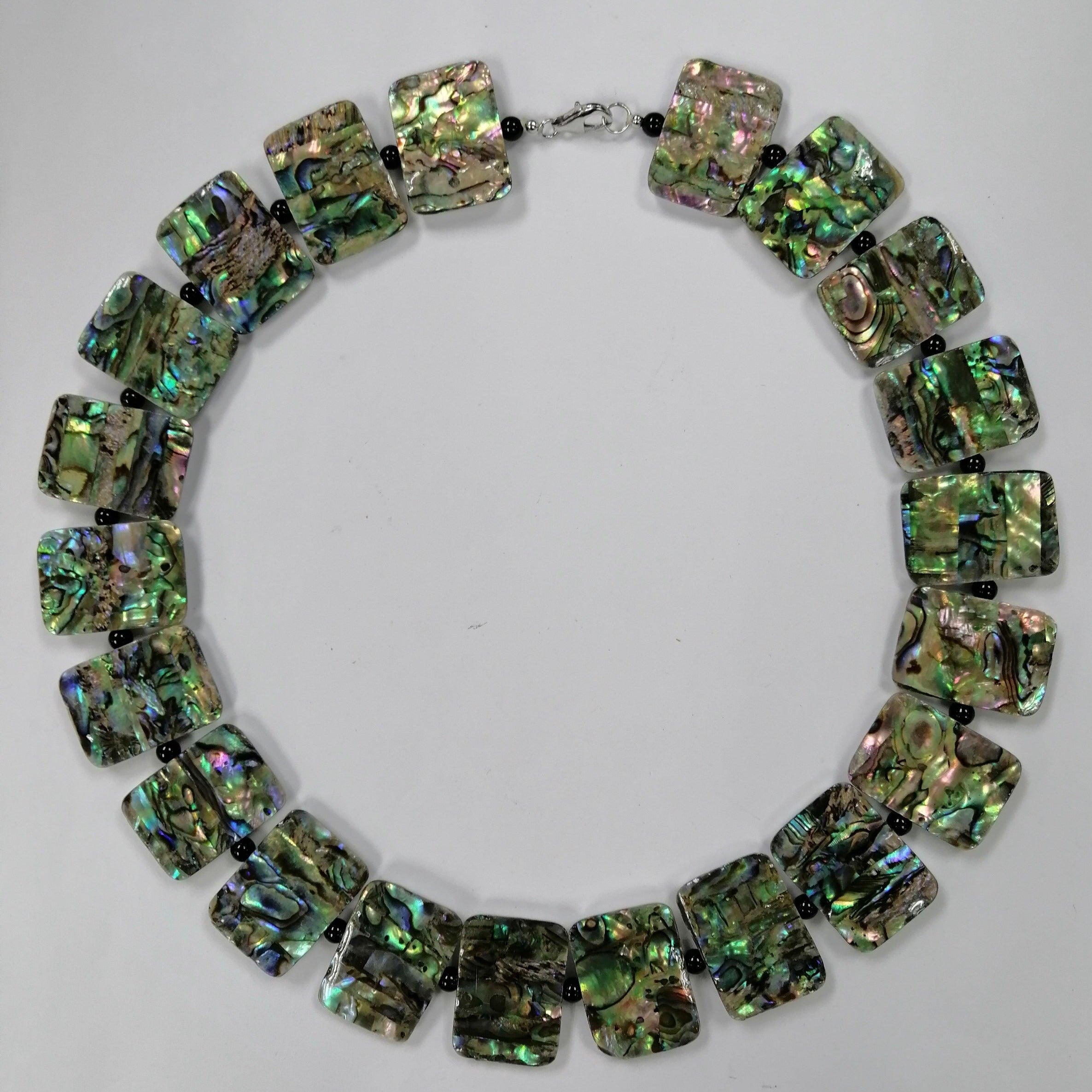 Pearlz Gallery Round 4mm Rectangle Black Onyx & Abalone Necklace - Necklaces & Pendants - British D'sire