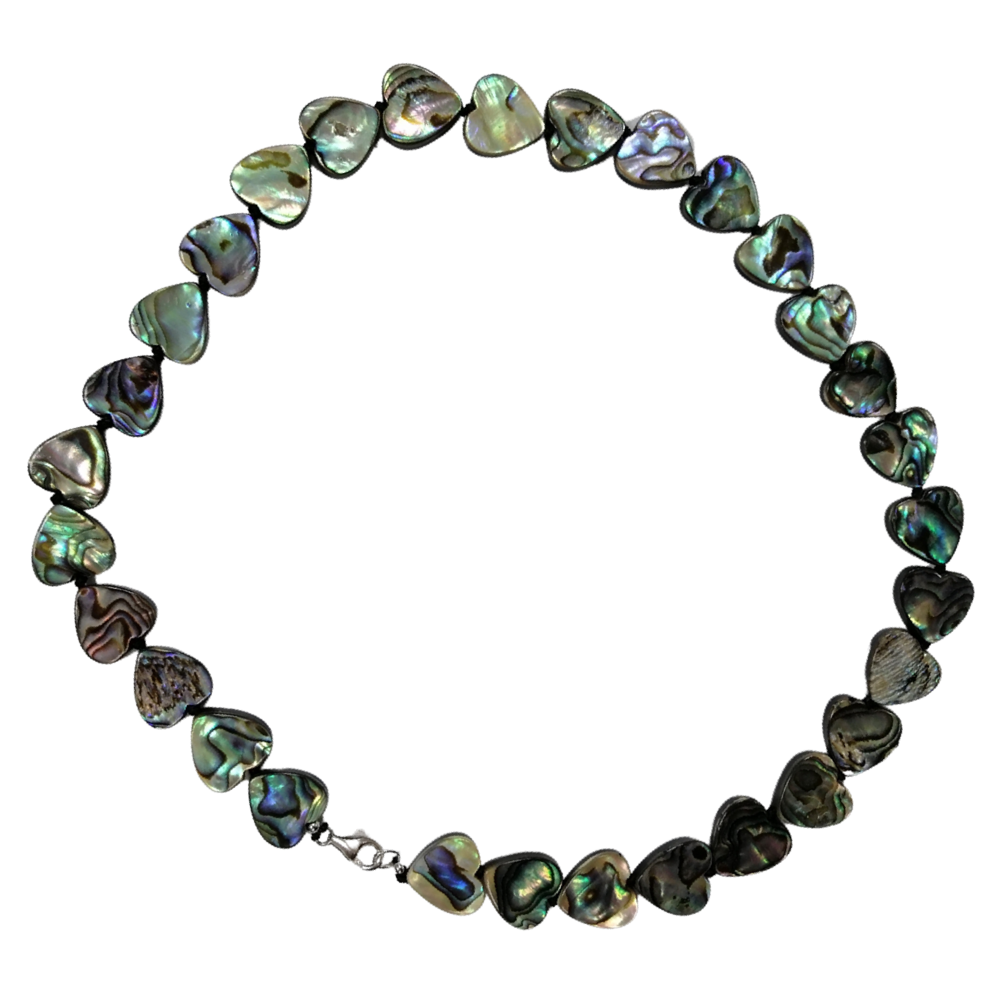 Pearlz Gallery Heart-Shaped Abalone Necklace for Women – 18" Knotted Natural Shell Statement Jewelry in 925 Sterling Silver, Unique & Eye-Catching Design Secondary image