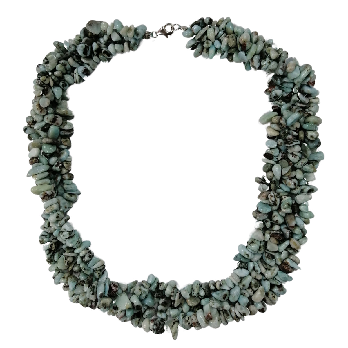 Pearlz Gallery Larimar Chips Knitted Sterling Silver Necklace - Necklaces & Pendants - British D'sire