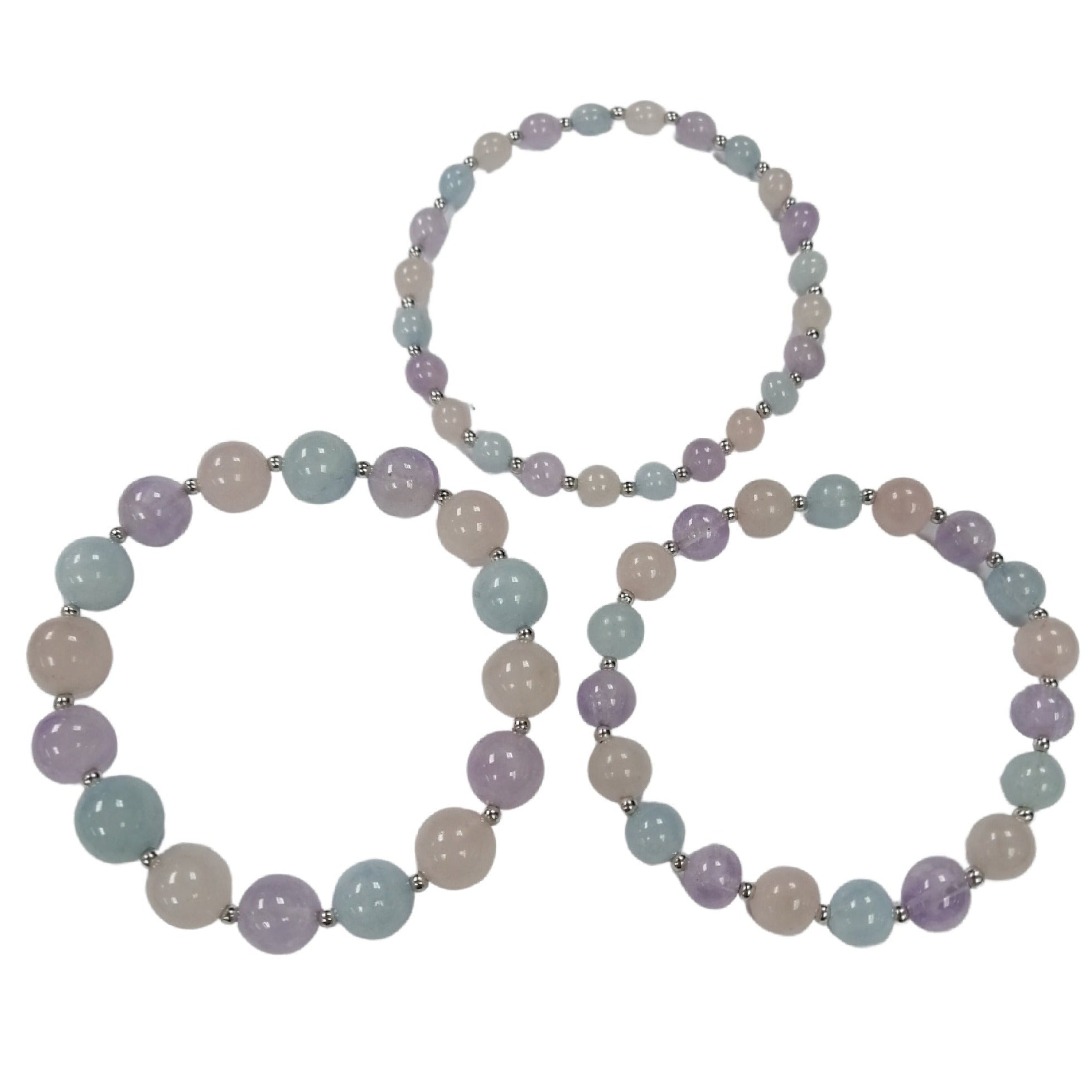 Ladies Round Beads Multi Natural Stone Stretch Bracelet