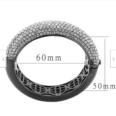 Jewellery Kingdom Ladies Chunky Pave Cz Hinged 6.75 Inch Super Sparkling Bangle (Light Black)