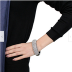 Jewellery Kingdom Ladies Chunky Pave Cz Hinged 6.75 Inch Super Sparkling Bangle (Light Black)