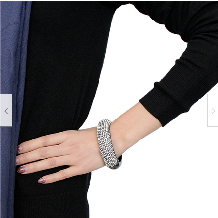 Jewellery Kingdom Ladies Chunky Pave Cz Hinged 6.75 Inch Super Sparkling Bangle (Light Black)