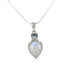A Charming Inverted Teardrop Shaped Moonstone Pendat Accent with a Beautiful Shiny Faceted Rectangular Blue Topaz - Necklaces & Pendants - British D'sire