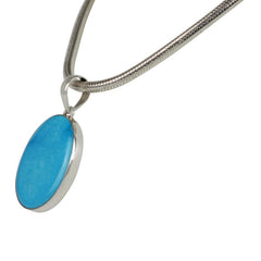 A classic Circle to Oval Shaped Persian Blue Turquoise Set on Sterling Silver Open Back bazel - Necklaces & Pendants - British D'sire