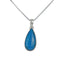 A simple Long Teardrop Shaped Persian Blue Turquoise Set on Sterling Silver Open Back bazel - Necklaces & Pendants - British D'sire