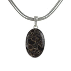 A simple Oval Shaped Turtella Agate Set on Sterling Silver Open Back bazel - Necklaces & Pendants - British D'sire
