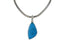A simple Uncustomary Shape Persian Blue Turquoise Set on Sterling Silver Open Back bazel - Necklaces & Pendants - British D'sire