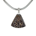 A simple Uncustomary Shape Turtella Agate Set on Sterling Silver Open Back bazel - Necklaces & Pendants - British D'sire