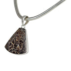 A simple Uncustomary Shape Turtella Agate Set on Sterling Silver Open Back bazel - Necklaces & Pendants - British D'sire