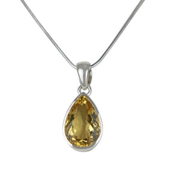A stunning Solitaire Pear-shaped Mixed-cut Citrine pendant features a flawless Citrine gemstone. - Necklaces & Pendants - British D'sire