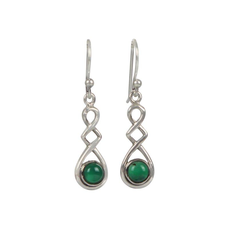 A swirly, unique and elegant pair of sterling silver earrings, carrying a range of gems - Earrings - British D'sire